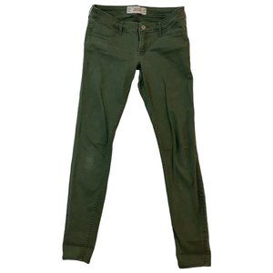 Hollister Super Skinny Green Denim Jeans Women’s Size 7 R Pants Stretch Mid Rise